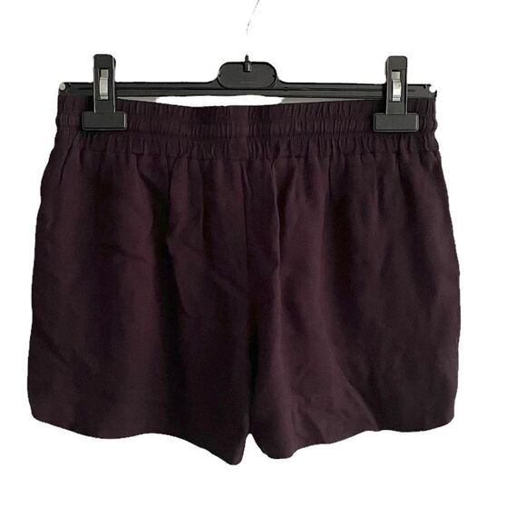 JAMES PERSE High Waisted Elastic Waist Shorts Dark BlackBerry 0 - Picture 2 of 5